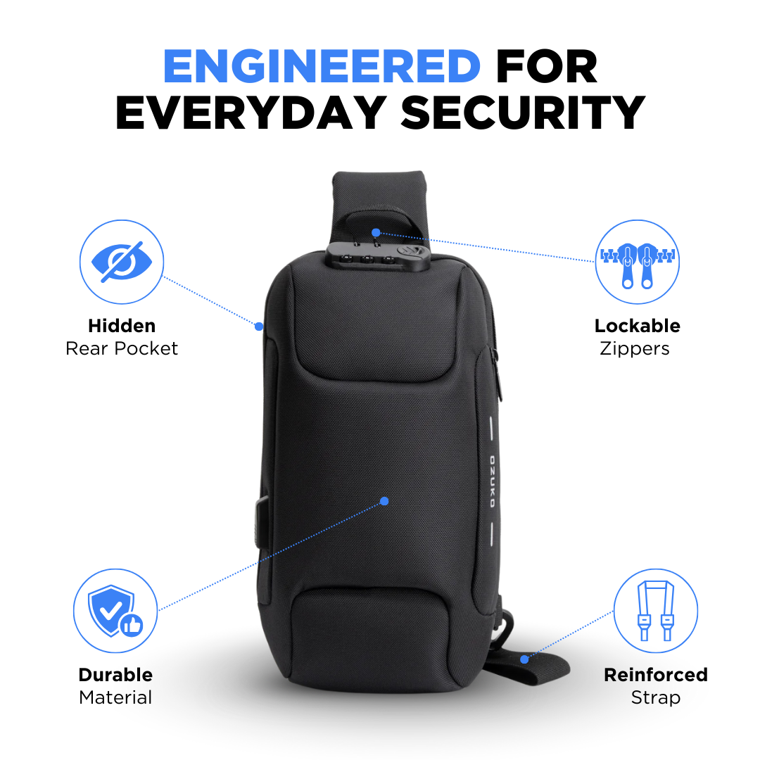 Anti-Diefstal Crossbody Tas met USB Oplaadpoort & RFID Bescherming