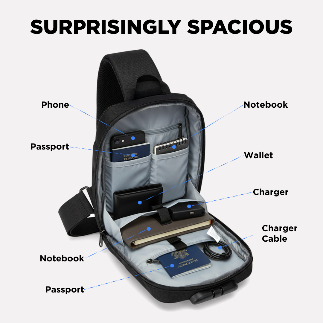 Anti-Diefstal Crossbody Tas met USB Oplaadpoort & RFID Bescherming