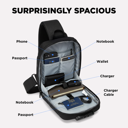 Anti-Diefstal Crossbody Tas met USB Oplaadpoort & RFID Bescherming