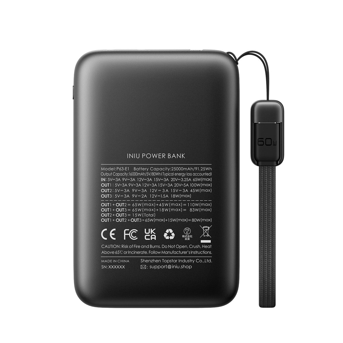 INIU Cougar P63-E1 Powerbank Kleinste 100W 25000mAh