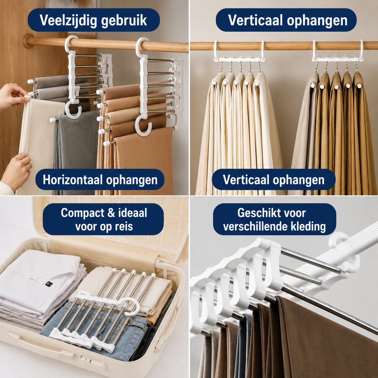 SpaceSaver™ | Opvouwbare 5-in-1 Broekenhanger – Bespaar Tot 70% Kastruimte